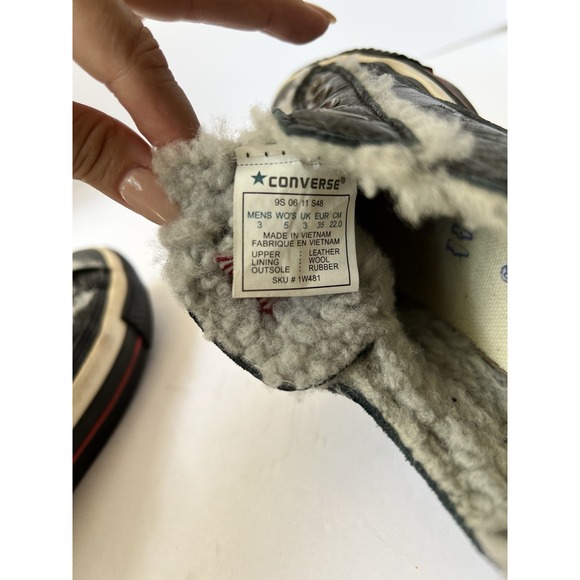 Converse Chuck Taylor Black Shearling OX Wool All Star Shoes 1W481 Women's Sz‎ 5 - Picture 9 of 9